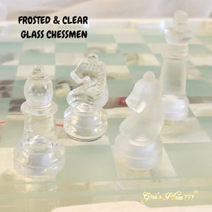 3 In 1, 32 Glass Chessmen 30 Glass Backgammon/Draughts, 4 Dice, 1 Doubling Set